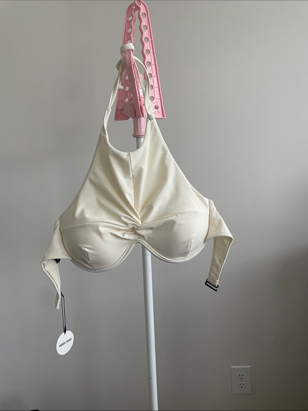 Andrea Iyamah Cream Twist Halter Underwire Bikini Top